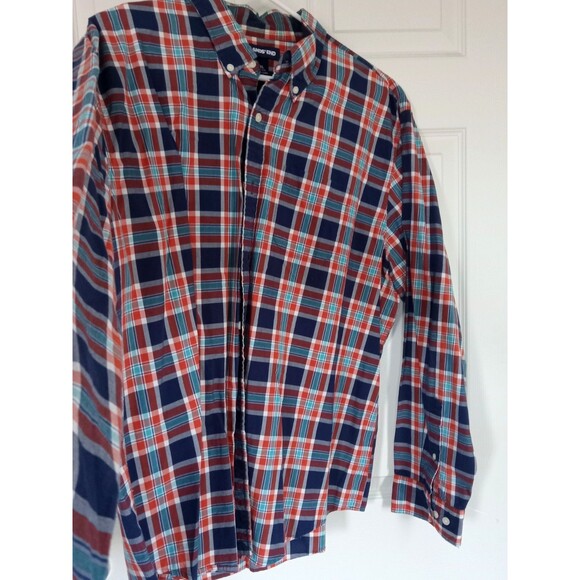 Lands' End Men's XL Button-Front Traditional Fit Red White Blue Plaid Shirt EUC - Picture 4 of 6